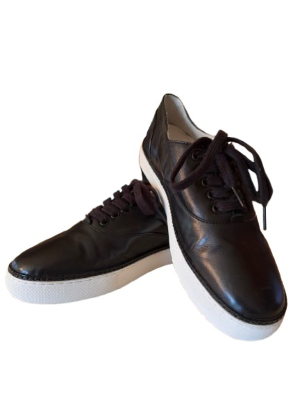Johnston & Murphy Women’s Callie Black Leather Sneakers Size 8.5 White Sole NWOB